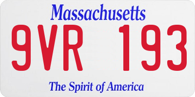 MA license plate 9VR193