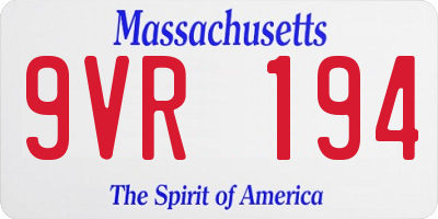 MA license plate 9VR194