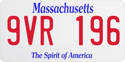 MA license plate 9VR196