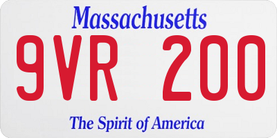 MA license plate 9VR200