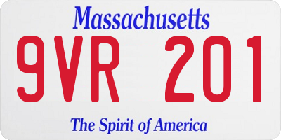 MA license plate 9VR201