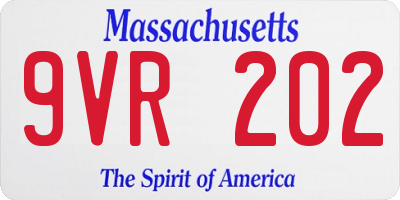 MA license plate 9VR202