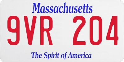 MA license plate 9VR204