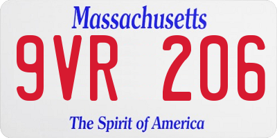 MA license plate 9VR206