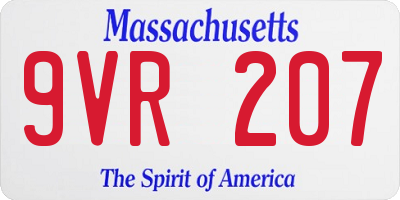 MA license plate 9VR207