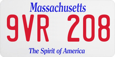 MA license plate 9VR208