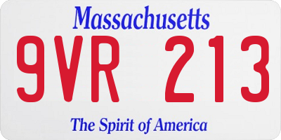 MA license plate 9VR213