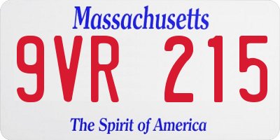MA license plate 9VR215