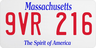 MA license plate 9VR216