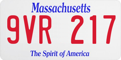 MA license plate 9VR217