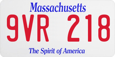 MA license plate 9VR218