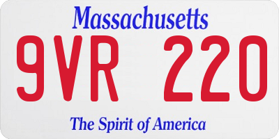 MA license plate 9VR220
