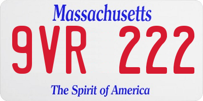 MA license plate 9VR222