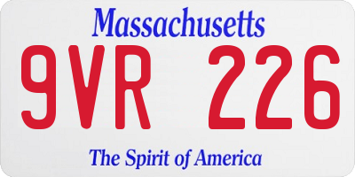 MA license plate 9VR226