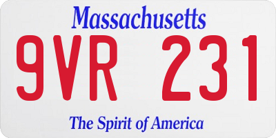 MA license plate 9VR231