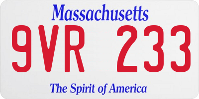 MA license plate 9VR233