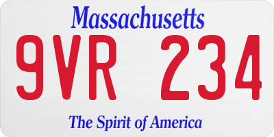 MA license plate 9VR234