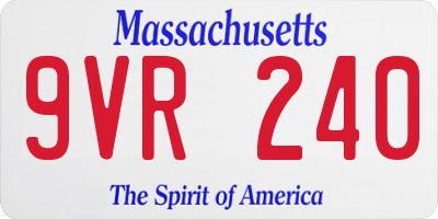 MA license plate 9VR240