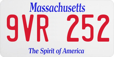 MA license plate 9VR252