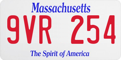 MA license plate 9VR254