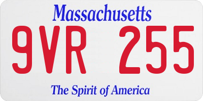 MA license plate 9VR255