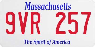 MA license plate 9VR257