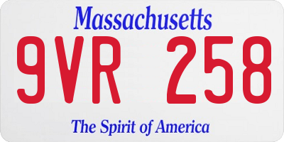 MA license plate 9VR258