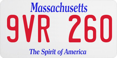 MA license plate 9VR260