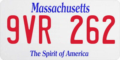 MA license plate 9VR262