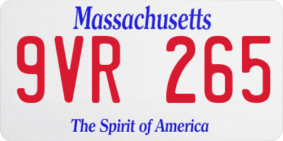MA license plate 9VR265
