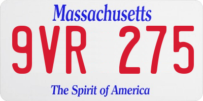 MA license plate 9VR275
