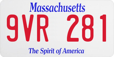 MA license plate 9VR281