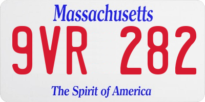 MA license plate 9VR282