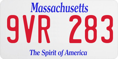 MA license plate 9VR283
