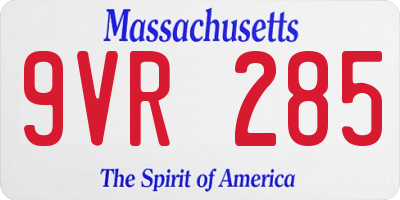 MA license plate 9VR285