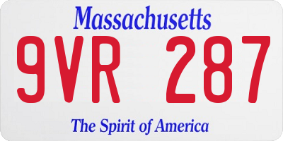 MA license plate 9VR287