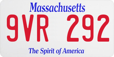 MA license plate 9VR292
