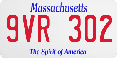 MA license plate 9VR302
