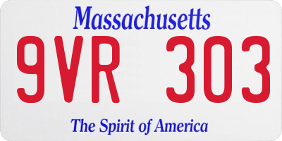 MA license plate 9VR303