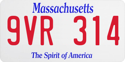 MA license plate 9VR314