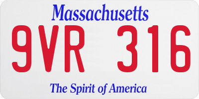 MA license plate 9VR316
