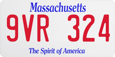 MA license plate 9VR324
