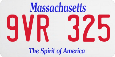 MA license plate 9VR325