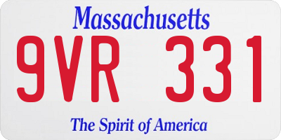 MA license plate 9VR331