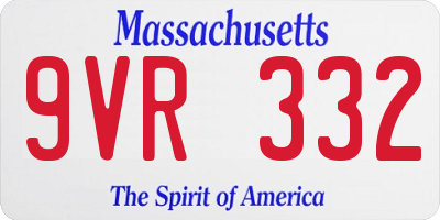 MA license plate 9VR332