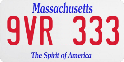 MA license plate 9VR333