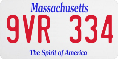 MA license plate 9VR334