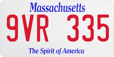 MA license plate 9VR335