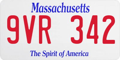 MA license plate 9VR342