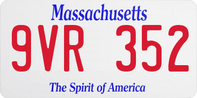 MA license plate 9VR352